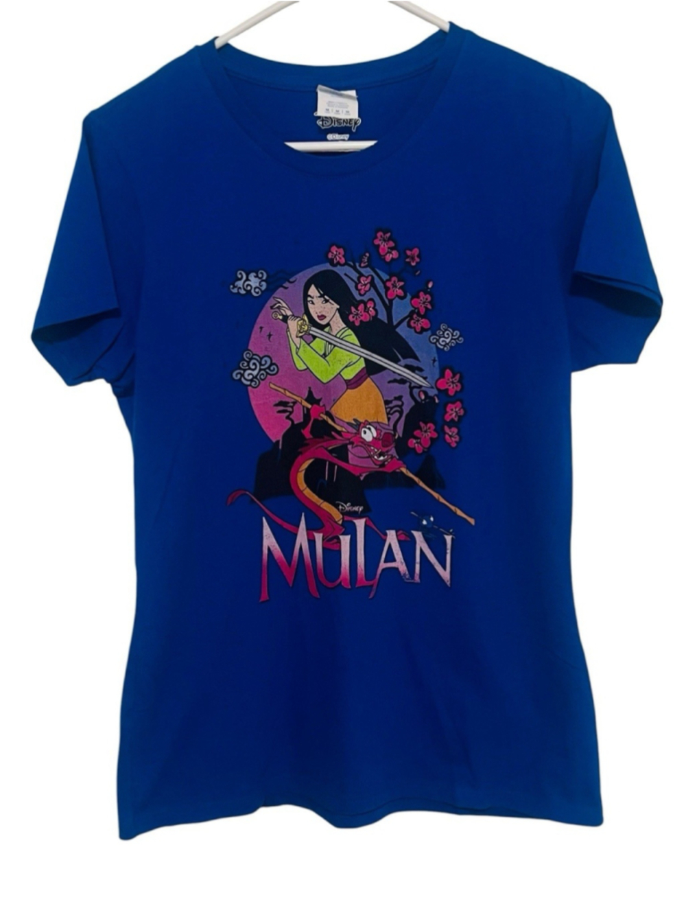 Disney Mulan Mushu Graphic T-Shirt Womens Medium Blue Ring Spun Fan Favorite Tee